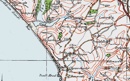 Old map of Burnow in 1919