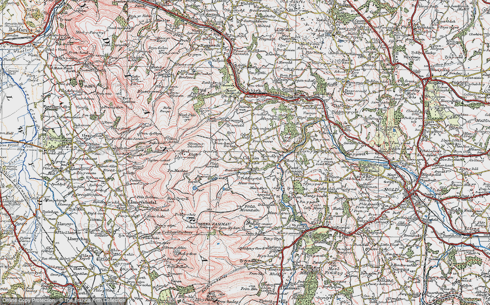 Old Map of Cilcain, 1924 in 1924