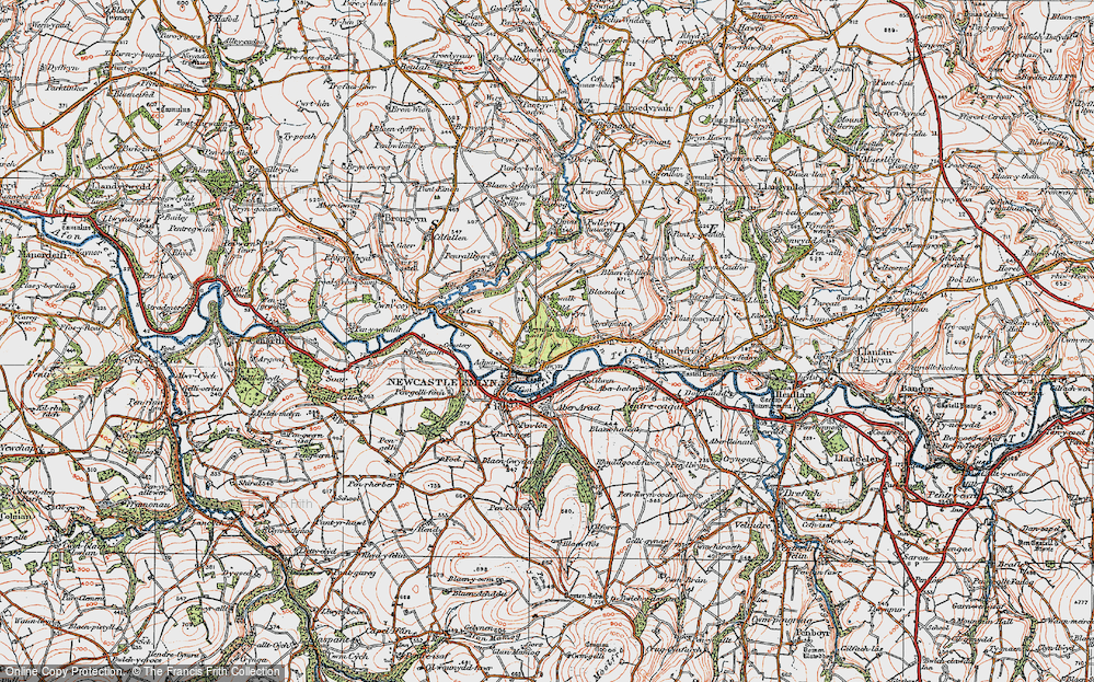 Old Map of Historic Map covering Afon Teifi in 1923