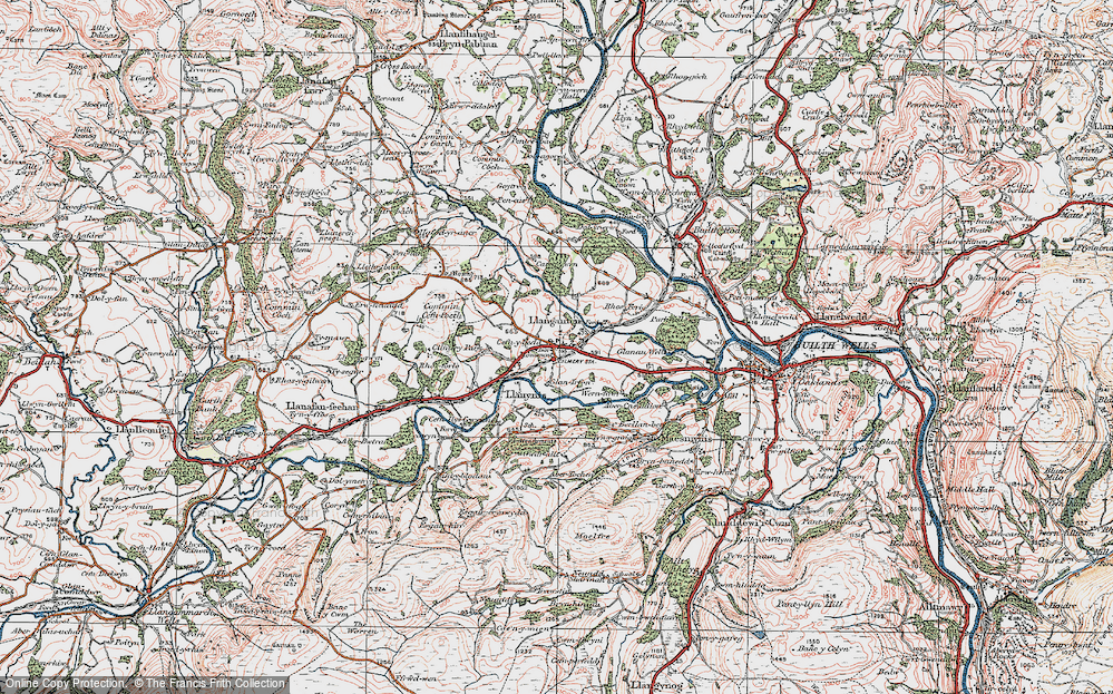 Old Map of Historic Map covering Berllan-ber in 1923