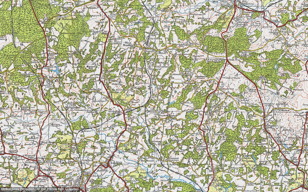 Old Map of Historic Map covering Bluebell Railway in 1920