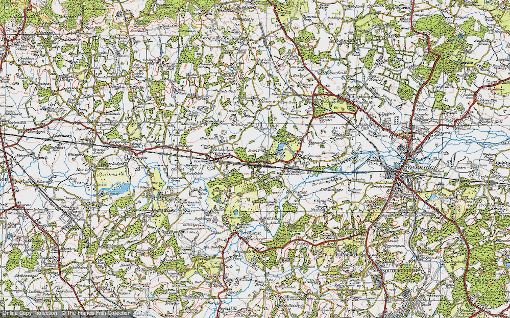 Old Map of Cinder Hill, 1920 in 1920