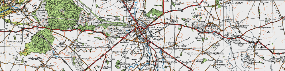 Old map of Cirencester in 1919