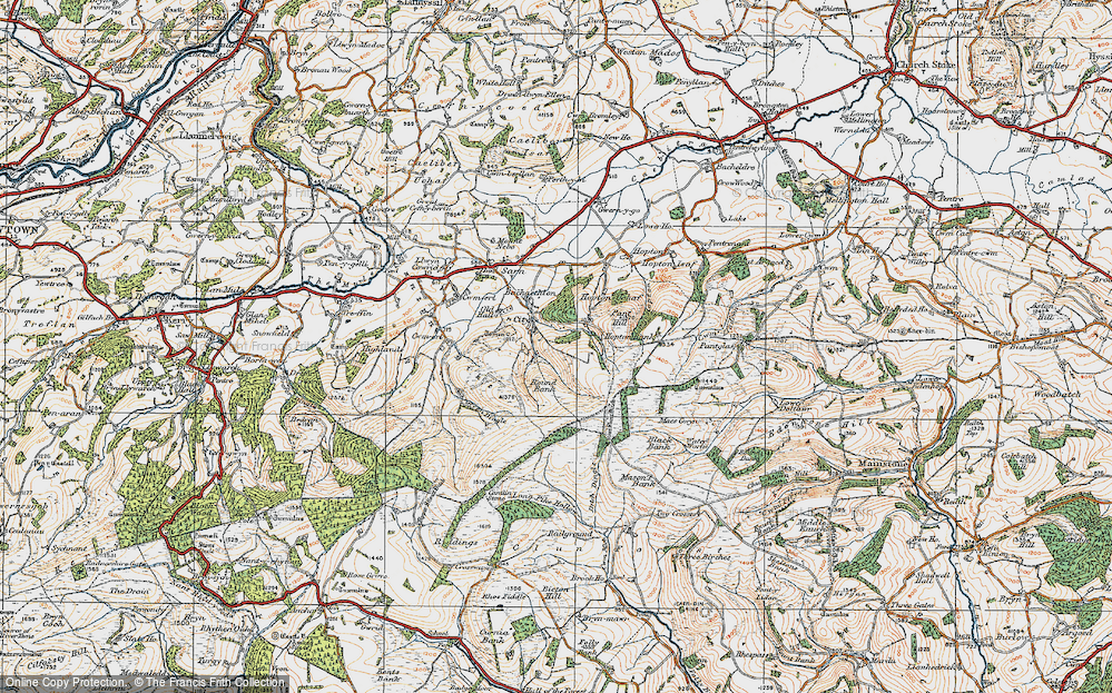 Old Map of Historic Map covering Black Bank in 1920