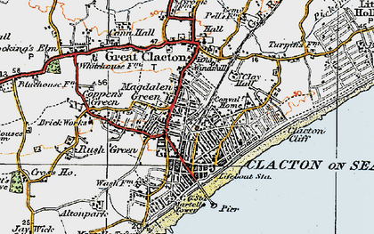 Old map of Clacton-On-Sea in 1921