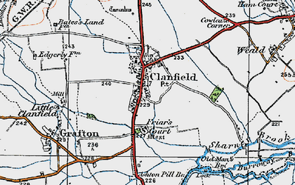 Old map of Black Bourton Brook in 1919