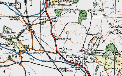 Old map of Clapham in 1919