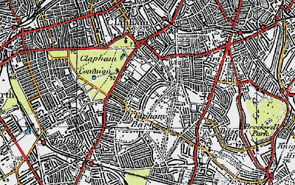 Old map of Clapham Park in 1920
