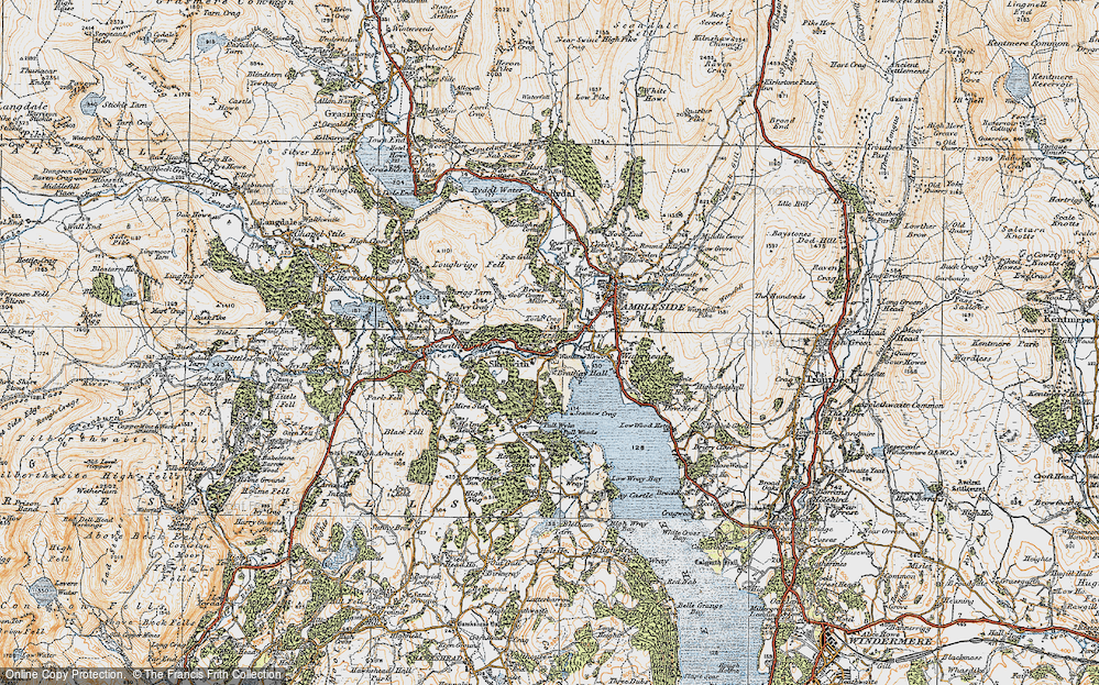 Old Map of Historic Map covering Skelwith Fold in 1925