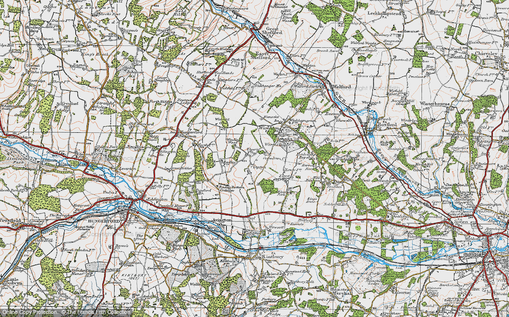 Old Map of Historic Map covering Wickfield Copse in 1919