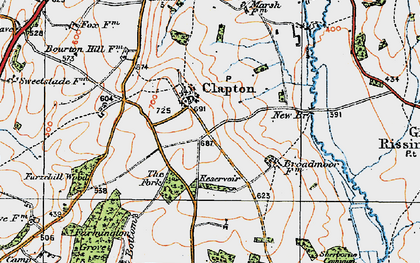 Old map of Clapton-on-the-Hill in 1919