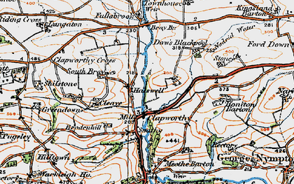 Old map of Clapworthy in 1919