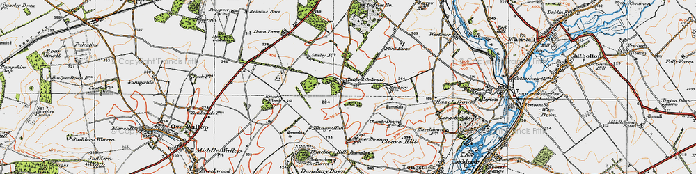 Old map of Clatford Oakcuts in 1919