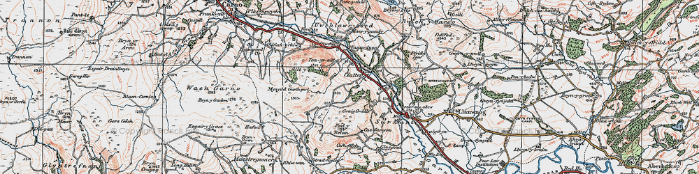 Old map of Allt y Genlli in 1921