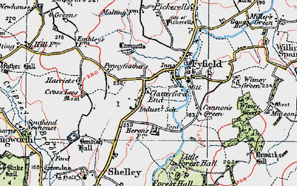 Old map of Clatterford End in 1919
