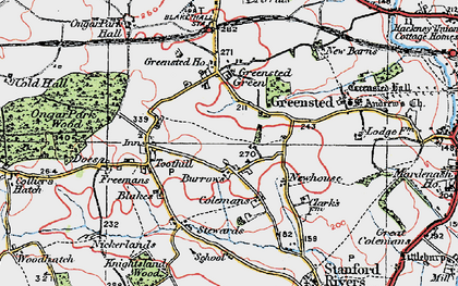 Old map of Clatterford End in 1920