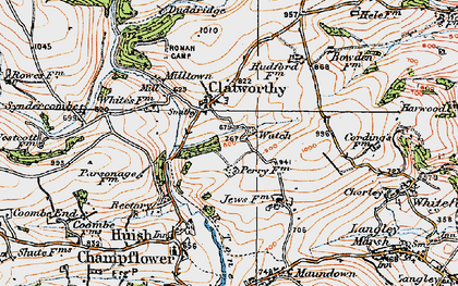 Old map of Clatworthy in 1919