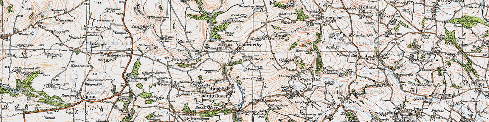Old map of Clatworthy in 1919