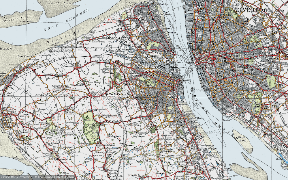 Old Map of Historic Map covering Birkenhead Park in 1923