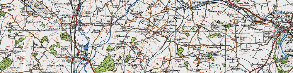 Old map of Claverdon in 1919