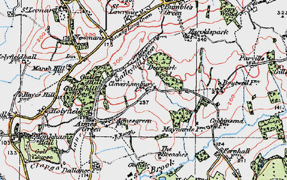 Old map of Claverhambury in 1920
