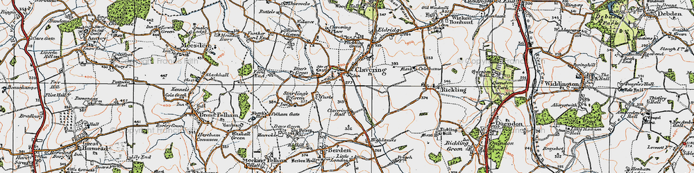 Old map of Clavering in 1919