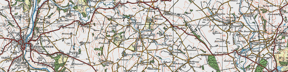 Old map of Claverley in 1921
