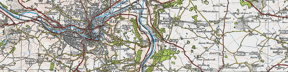 Old map of Claverton in 1919
