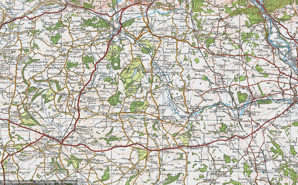 Old Map of Historic Map covering Ty-Fry in 1922