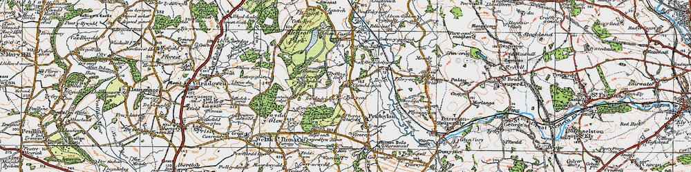 Old map of Brynhelygen in 1922