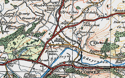 Old map of Clawdd Poncen in 1922