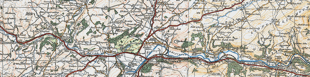 Old map of Clawdd Poncen in 1922