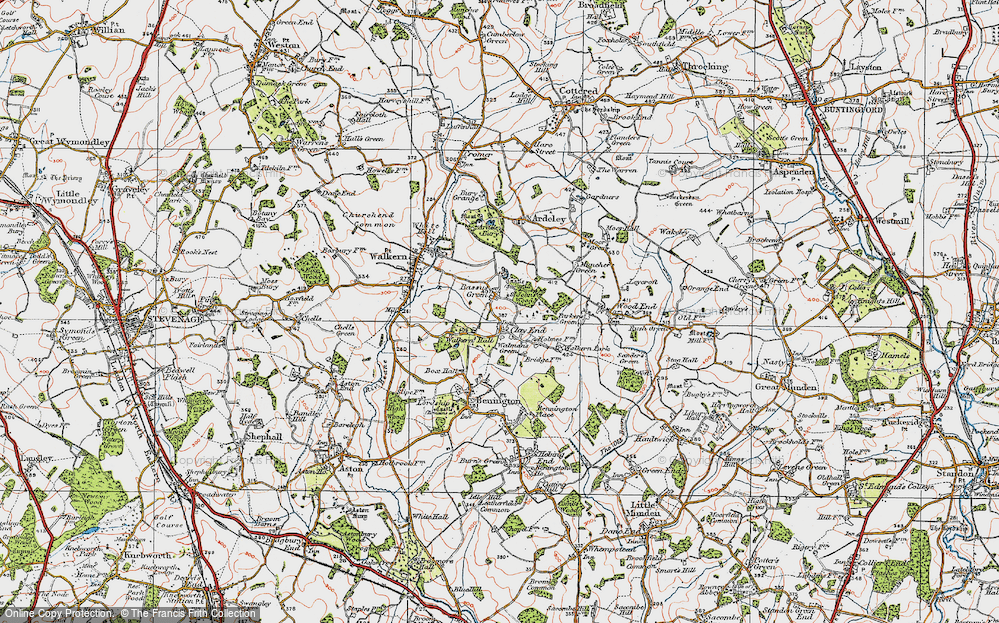 Old Map of Clay End, 1919 in 1919