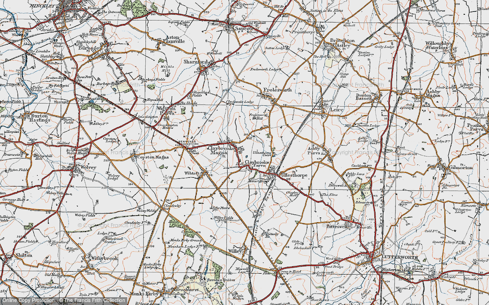 Old Map of Claybrooke Magna, 1920 in 1920