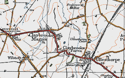 Old map of Claybrooke Magna in 1920