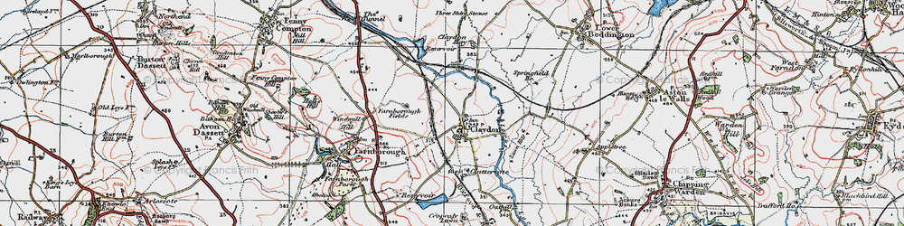 Old map of Claydon in 1919