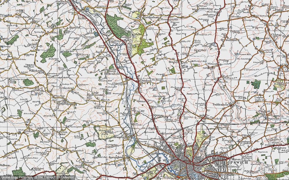 Old Map of Claydon, 1921 in 1921
