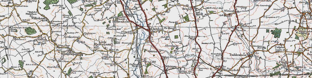 Old map of Claydon in 1921