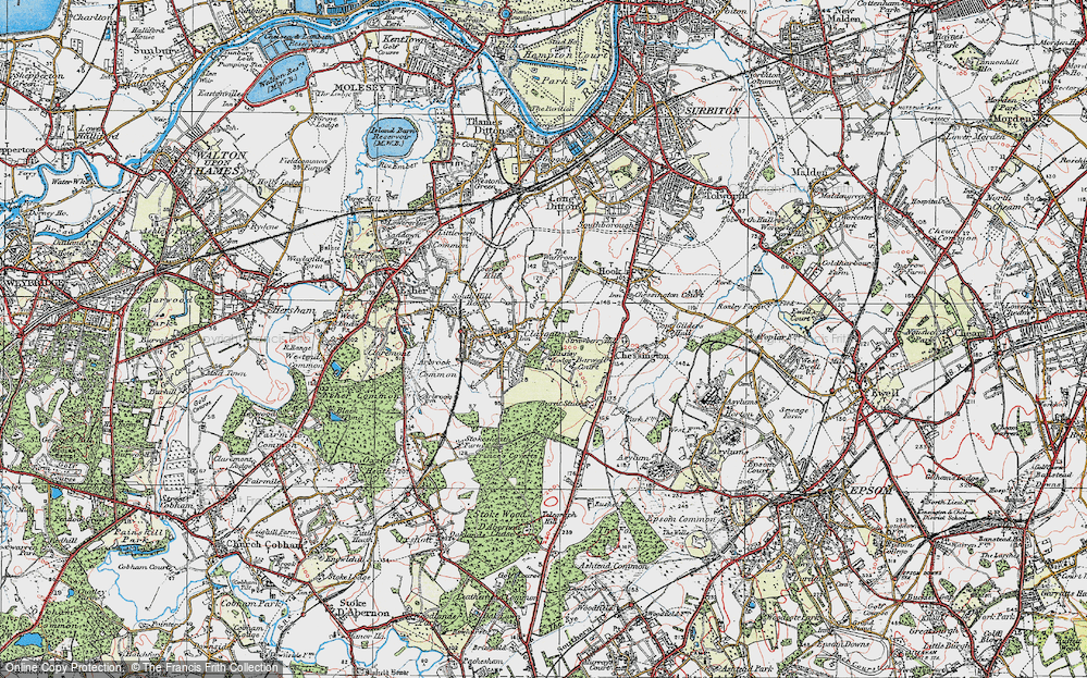 Old Map of Claygate, 1920 in 1920