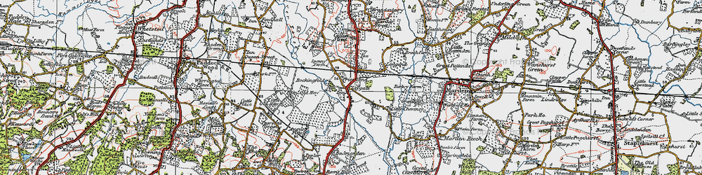 Old map of Claygate in 1921