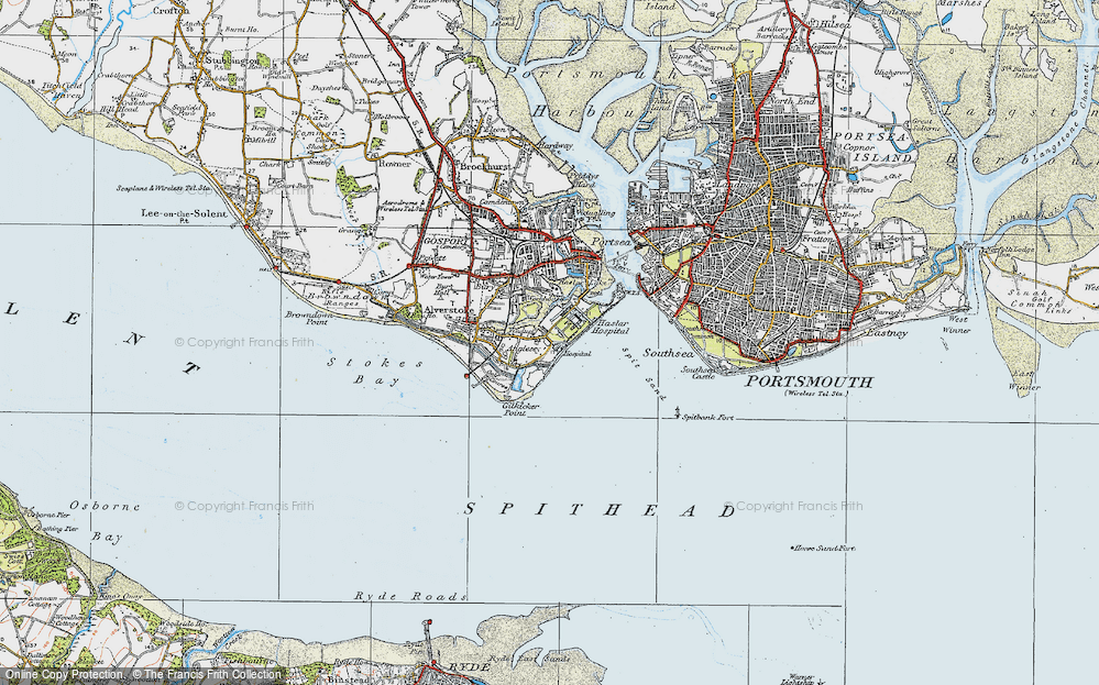 Old Map of Historic Map covering Fort Monckton in 1919