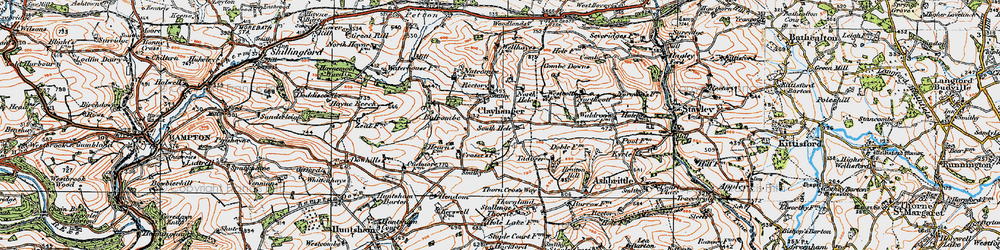 Old map of Clayhanger in 1919