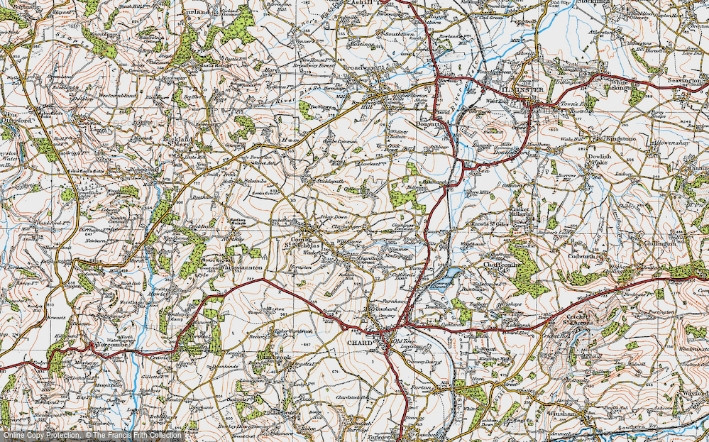 Old Map of Historic Map covering Chilworthy Ho in 1919