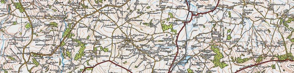 Old map of Clayhanger in 1919