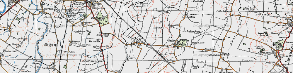 Old map of Claypole in 1921