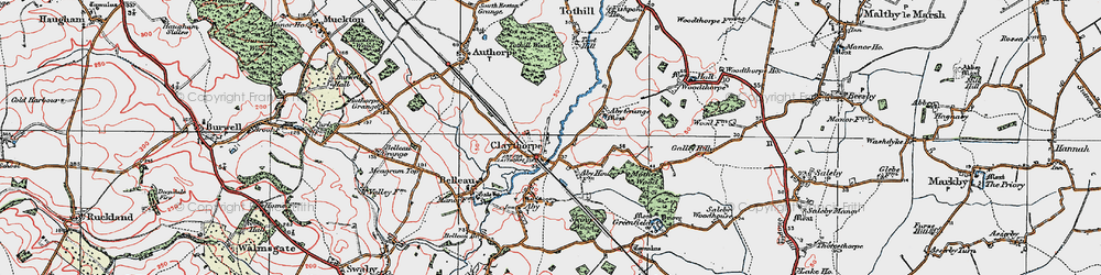 Old map of Aby Grange in 1923