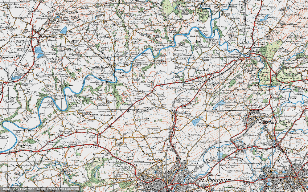 Old Map of Historic Map covering White Holme in 1924