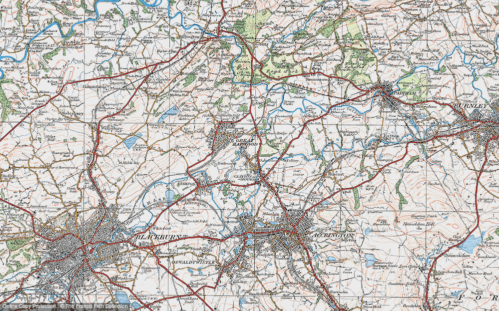 Old Map of Clayton-Le-Moors, 1924 in 1924