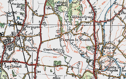 Old map of Clayton-le-Woods in 1924