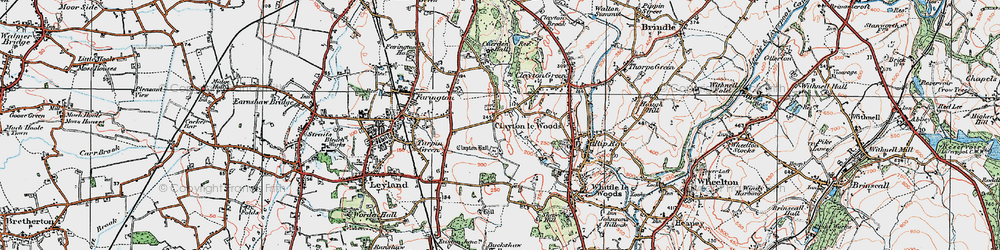 Old map of Clayton-le-Woods in 1924